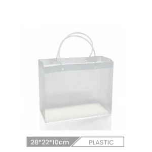 Pp Tote Bag 28*22*10cm Custom Transparent Plastic Frosted Pvc Shopping Bag